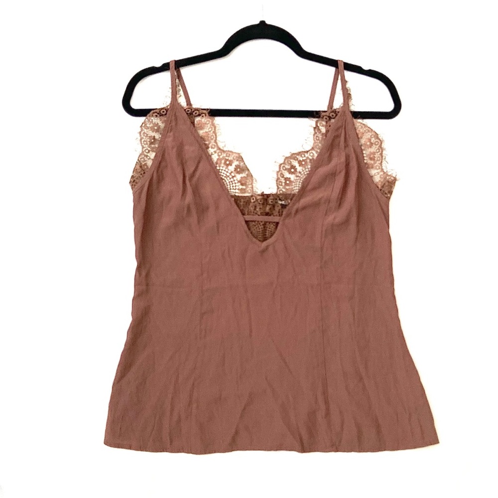 Lacy Mauve Deep V Cami Size Large